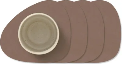 Productafbeelding van LIND DNA Onderzetters Nupo - Leer - Truffle - 13 x 11 cm - 4 Stuks