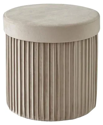 Image de Tabouret de rangement en velours avec assise rembourrée et grand compartiment