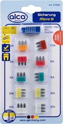 Zdjęcie produktu dla Zestaw bezpieczników ALCA 679200 PC (poliwęglan) cynk opakowanie blister 175g