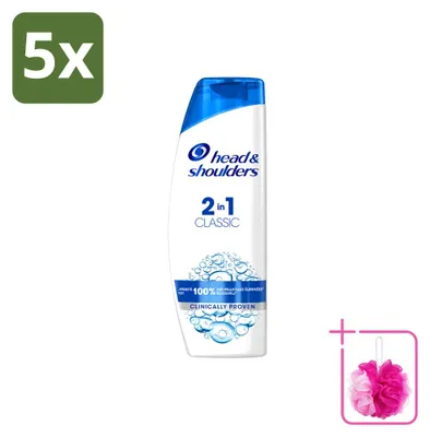 Zdjęcie produktu dla 5 sztuk szamponu i odżywki 2 w 1 Head & Shoulders Classic, 270 ml - zestaw ekonomiczny