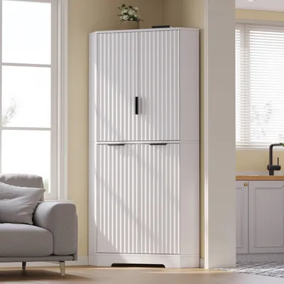 Productafbeelding van Hoekkast met 4 Deuren en Verstelbare Planken 60x60x172 cm Wit