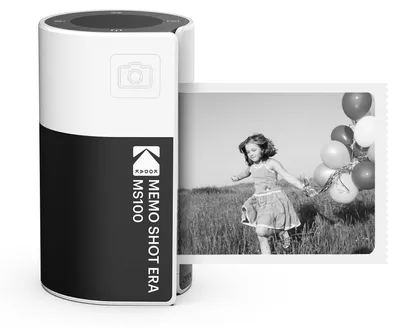 Image de Appareil photo numérique instantané Kodak Memo Shot ERA pour enfants, avec imprimante d'étiquettes photo, blanc (appareil photo avec 1 rouleau de film pour étiquettes instantanées)