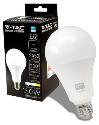 Immagine prodotto di V-TAC PRO VT-233 Lampadina led chip Samsung SMD lampada 20W E27 120LM/W A80 luce 6500K - SKU 21239