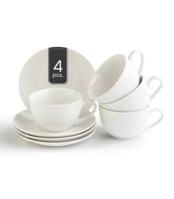 Produktbild von Cappuccinotassen mit Untertasse - 220 ml - Weiß - Bone China - 4er Set