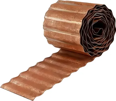 Produktbild von Relaxdays Rasenkante, 5 m x 15 cm, Metall, Rostoptik, Rolle, flexible Beeteinfassung, Umrandung für Beet & Rasen, braun