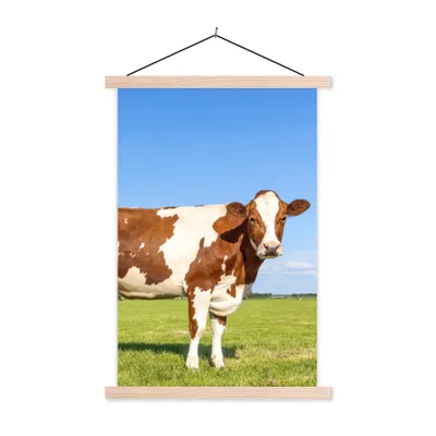 Produktbild von MuchoWow® Textilposter Kühe - Bauernhof - Gras - Natur - Tiere 60x90 cm mit holzfarbenen Rahmen - Textil