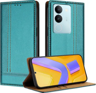 Produktbild von Handyhülle für Vivo V29 5G Leder Flip Klappbare Schutzhülle mit Standfunktion Grün