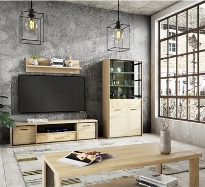 Produktbild von Wohnzimmermöbel Set 4-teilig modern in Eiche MEGARA-161