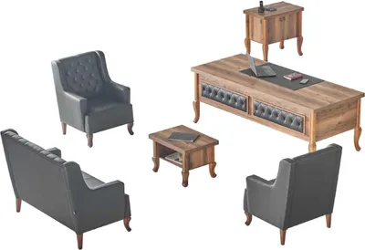 Produktbild von Schreibtisch Sofas Kommode Büroeinrichtung Klassisch Schwarz Braun Holz