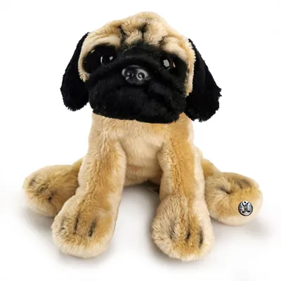 Produktbild von Mops Kuscheltier Hund sitzend Kuschelter Plüschtier Schnuffelhund EMMA