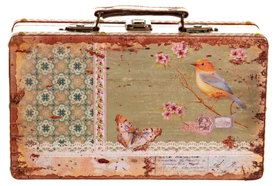 Produktbild von Truhe Kiste KD1290 Vogel Koffer Kofferset Holztruhe mit Kunstleder Schatzkiste, Größe:Größe M Grün (26cm B x 15cm T x 8cm H )