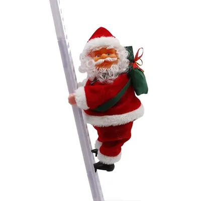 Produktbild von Kletternder Weihnachtsmann Dekoration - Lustige Weihnachtsfigur mit Leiter, Festliche Deko für Fensterbank & Wohnzimmer