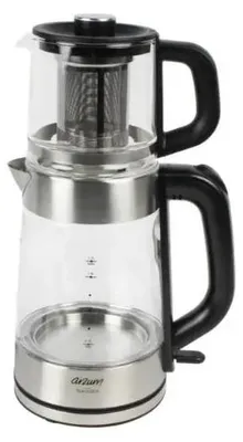 Image de Arzum Tea Clock bouilloire électrique en verre double avec maintien au chaud