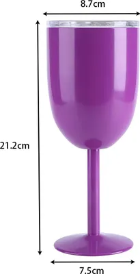 Obrázek produktu pro Nerezová koktejlová sklenice, vakuově izolovaná, sklenice na víno, sklenice na džus s víčkem, fialová