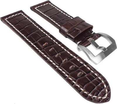 Produktbild von Uhrenarmband Ersatzband Leder Band Dunkelbraun 24235S, Stegbreite:26mm