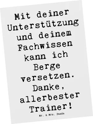 Produktbild von Mr. & Mrs. Panda Postkarte Spruch Bester Trainer - Weiß - Geschenk, Aufmerksamkeit, Persönlichkeit, Dankeschön, Postkarten, Herzlichkeit, Danke sagen, Grußkarte, Freund