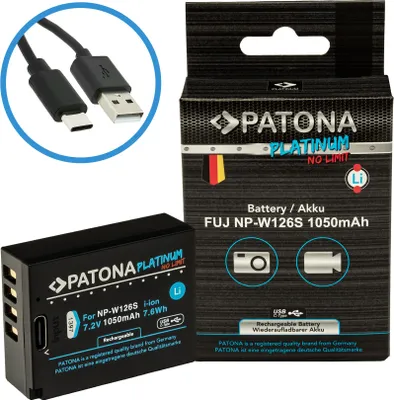 Produktbild von Platinum Akku für Fuji NP-W126 mit USB C Input FUJIFILM X-H1 X-Pro3 X-T100