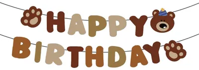 Produktbild von Geburtstagsgirlande Bär Happy Birthday Deko für Kinder Babyparty Waldtiere