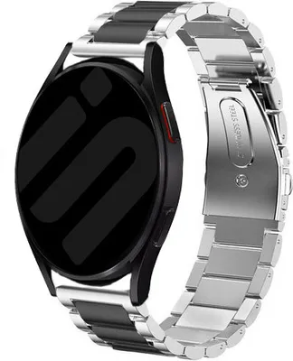 Produktbild von Strap-it Samsung Galaxy Watch 6 Classic 47mm Stahl Armband (Silber/Schwarz)