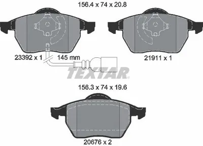 Obrázok produktu pre Predné brzdové doštičky Textar pre Audi A3 TT Seat Ibiza Škoda Octavia VW Golf Polo