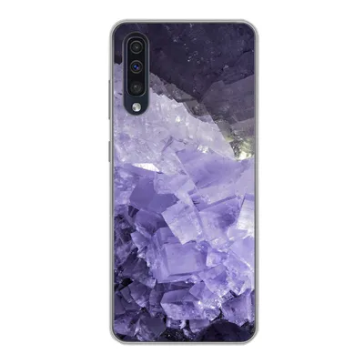 Produktbild von MuchoWow® Handyhülle Schutzhülle Hülle für Samsung Galaxy A30s Naturstein - Lila - Kristalle Silikon Softcase Handy Hülle - Karteninhaber