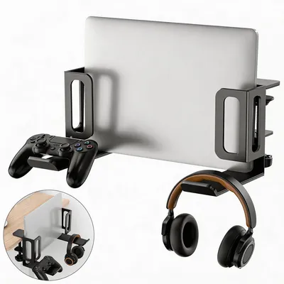 Produktbild von Laptop Ständer Vertikal Tischhalter Notebook Halterung mit Kopfhörerhalter verstellbar platzsparend für MacBook Dell HP Schreibtisch