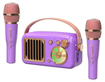 Immagine prodotto di Set karaoke per bambini - Macchina karaoke con 2 microfoni - Bluetooth 5.3 - 15 W - Illuminazione LED