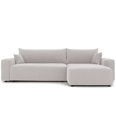 Produktbild von IDOHOME-Gepolstertes Ecksofa PIANO XL mit Schlaffunktion und Bettkasten Ottomane Universal Wohnzimmer Schlafsofa Beige Poso 100