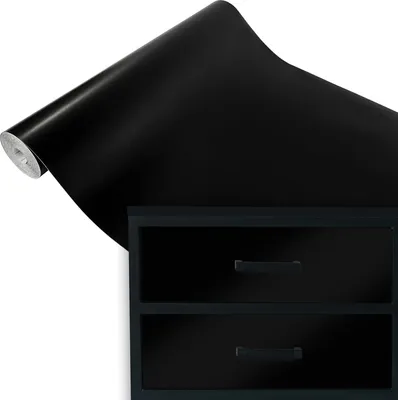 Produktbild von Klebefolie Möbel 45x100 cm - Schwarz Satin - Selbstklebende Möbelfolie in modernen Unifarben - Klebefolie vielseitig einsetzbar für kreative Möbelgestaltung und Upcycling
