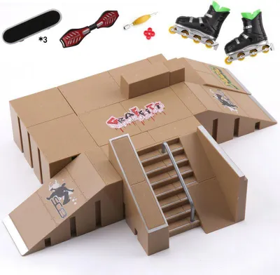 Produktbild von Kombinationsszene mit Requisiten für eine Finger-Skateboard-Plattform aus Legierung, Rollschuhschuhe