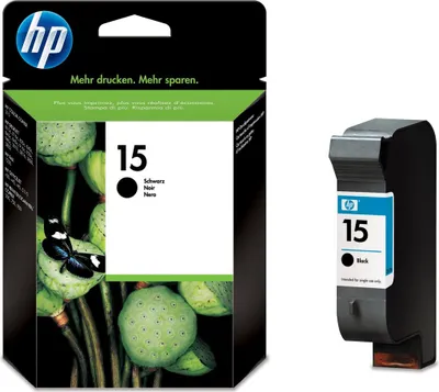 Produktbild von HP 15 Schwarz Original Tintenpatrone groß, Schwarz, Tinte auf Pigmentbasis, 1 Stück(e), 500 Seiten