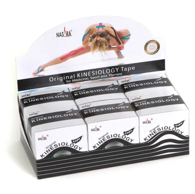 Produktbild von Nasara Kinesiologie Tape 5m x 5 cm 6er Box : schwarz Farbe: schwarz