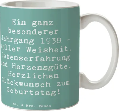 Produktbild von Mr. & Mrs. Panda Tasse Spruch 1938 Geburtstag - Meeresbrise - Geschenk, Geburtstagsgeschenk, Alter, Teetasse, Kaffeetasse, Lebenserfahrung, Geburtsjahr, Jahr, Becher