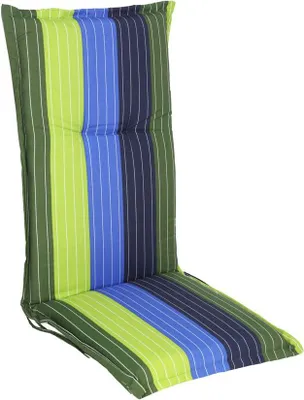 Produktbild von Universal Hochlehner Auflage - Rügen - Garten Stuhl Polster Sitz Kissen in grün-blau gestreift