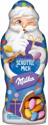Produktbild von Milka Schüttel mich Weihnachtsmann Alpenmilch mit Kakaolinsen 61g