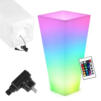 Zdjęcie produktu dla Sadzarka LED MasterLED 40x75cm - RGB + chłodna biel - IP44 - pilot na podczerwień - podświetlana donica do ogrodu - taras - balkon