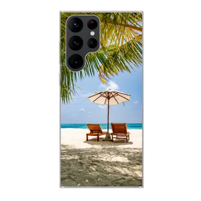 Produktbild von MuchoWow® Handyhülle Schutzhülle Hülle für Samsung Galaxy S22 Ultra Strandkorb - Sonnenschirm - Palme Silikon Softcase Handy Hülle - Abbildung