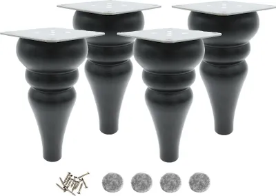 Obrázek produktu pro Dřevěná noha k nábytku, soustružená, tulipánová, 18 cm, buk, černý lak, upevnění