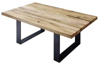 Image de MASSIVMOEBEL24 | Table basse 90x90 Chênes sauvage et lombard huilé Bois naturel MONTREUX #117