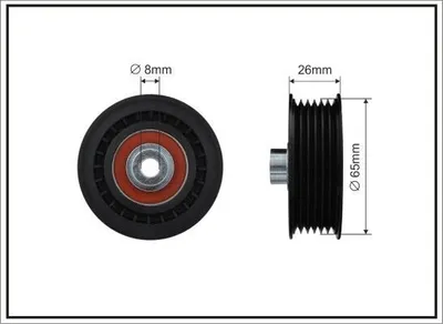 Produktbild von CAFFARO 500363 Umlenkrolle Keilrippenriemen 65mm für FORD Transit Custom V362 Kastenwagen (FY, FZ) Transit Mk6 Kasten (V347, V348, FA)