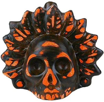 Produktbild von Aztekische Totenflöte, 125 dB – die lauteste Schreiflöte. Authentische aztekische Kriegsflöte, aztekische Pfeife, Totenpfeife, geeignet für den Día de los Muertos (Tag der Toten), Geschenkidee für Halloween (in Orange und Schwarz)