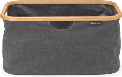 Produktbild von Brabantia - Faltbarer Wäschekorb 40L - Wasserfester Korb für nasse & trockene Wäsche - Aufbewahrungskorb für Kleidung & Wäsche - Bambusrand für Halt - Wäsche waschen - Haushaltszubehör - Pepper Black
