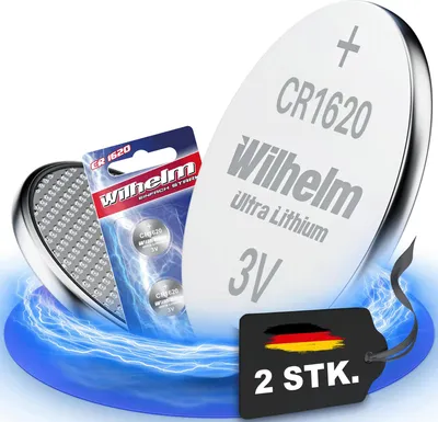 Produktbild von 2 x CR1620 WILHELM Lithium Knopfzelle 3V 70mAh ø16x2,0mm Batterie DL1620, 6620