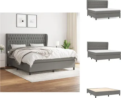 Produktbild von vidaXL Boxspringbett mit Matratze Dunkelgrau 180x200 cm Stoff -  Betten & Bettgestelle