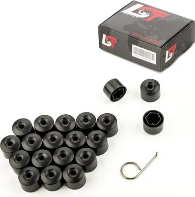 Produktbild von 20x Radschrauben Kappen Radschraubenkappen 17 mm schwarz matt für VW SEAT SKODA