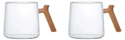 Produktbild von Glasbecher mit Holzhenkel – 2er-Set