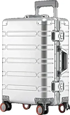 Zdjęcie produktu dla Bagaż na kółkach, 20-calowy bagaż podręczny, wytrzymały stop aluminium i magnezu, srebrny, 20 cali