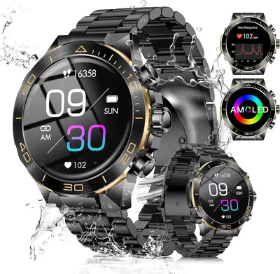 Produktbild von Smartwatch Herren Militär mit Metallband, mit 1.43" AMOLED, 100+ Sportmodi IP68 Wasserdicht Smartwatch Herren mit Telefonfunktion, Android IOS