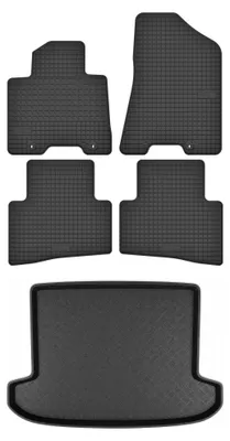 Produktbild von Gummimatten + Kofferraumwanne für Hyundai Tucson III 2015-2020 (SUV, Standard-Kofferraum) – Schwarz, passgenau – Wielganizator