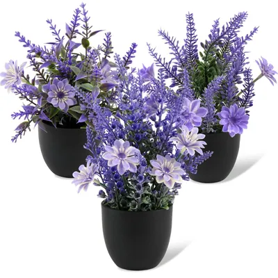 3er Set künstliche Lavendelpflanzen in Töpfen, 21 cm